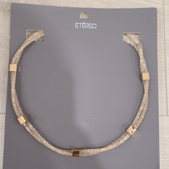 Etereo Goldtone Twisted Tapered Mesh Necklace - Picture 2 of 3
